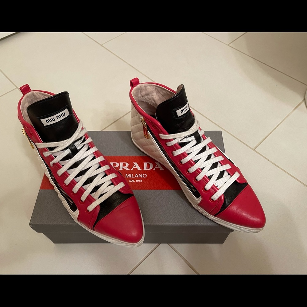 Miu Miu Quilted Leather Side-Zip Sneaker